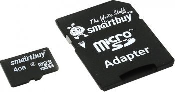 Карта памяти SmartBuy <SB4GBSDCL4-01> microSDHC 4Gb Class4 + microSD-->SD Adapter