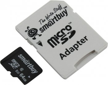 Карта памяти SmartBuy <SB64GBSDCL10U3-01> micro SDXC 64Gb UHS-I U3 + microSD-->SD Adapter