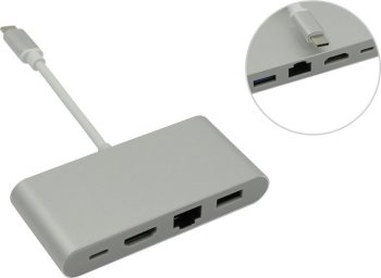 Док-станция для ноутбука USB-C -> HDMI(F)+USB3.0+USB-C+LAN