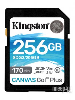 Карта памяти 256Gb - Kingston SDXC 170R C10 UHS-I U3 V30 Canvas Go Plus SDG3/256GB