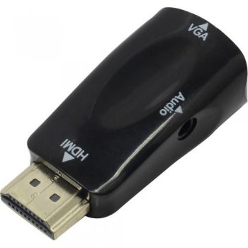 Переходник Exegate <EX284927RUS> HDMI (M) -> VGA (15F) + audio (EX-HDMIM-VGAF-C)
