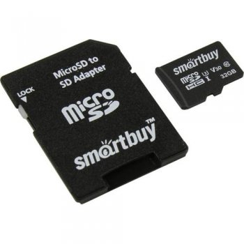 Карта памяти SmartBuy <SB32GBSDCL10U3L-01> microSDHC 32Gb UHS-I U3 + microSD-->SD Adapter