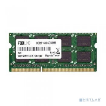 Оперативная память для ноутбуков Foxline DDR3 SODIMM 4GB FL1600D3S11SL-4G (PC3-12800, 1600MHz, 1.35V)