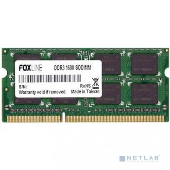 Оперативная память для ноутбуков Foxline DDR3 SODIMM 8GB FL1600D3S11-8G (PC3-12800, 1600MHz)