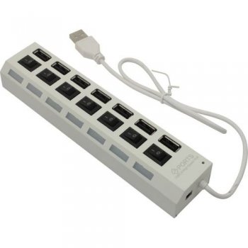 Концентратор USB Smartbuy <SBHA-7207-W> 7-port USB2.0 Hub с выключателями