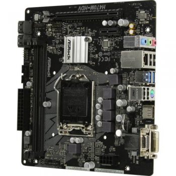 Материнская плата ASRock H470M-HDV (RTL) LGA1200 <H470> PCI-E Dsub+DVI+HDMI GbLAN SATA MicroATX 2DDR4