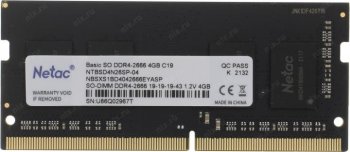 Оперативная память для ноутбуков Netac Basic <NTBSD4N26SP-04> DDR4 SODIMM 4Gb <PC4-21300> (for NoteBook)