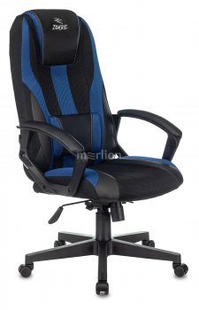 Кресло для геймера Zombie 9 черный/синий ткань/экокожа крестов. пластик