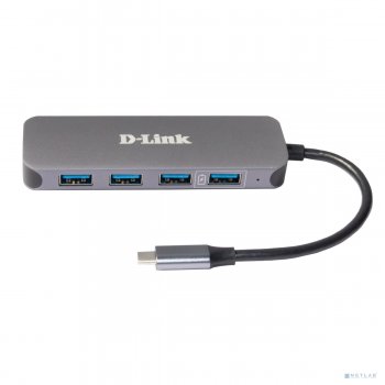 Концентратор USB D-Link <DUB-2340/ A1A> Кабель-адаптер USB-C -> 4xUSB3.0+USB-C