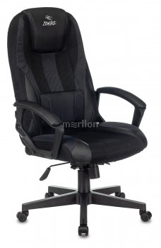 Кресло для геймера Zombie 9 черный/серый ткань/экокожа крестов. пластик