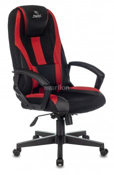 Кресло для геймера Zombie 9 черный/красный ткань/экокожа крестов. пластик