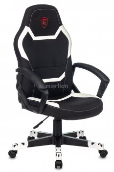 Кресло для геймера Zombie 10 черный/белый ткань/эко.кожа крестов. пластик