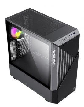 Корпус , без блока питания ATX Gamemax Contac COC BG ATX case, black/grey, w/o PSU, w/2xUSB3.0, w/1x14cm ARGB front fan(GMX-FN14-Rainbow-C