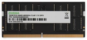 Оперативная память для ноутбуков DDR5 32GB 4800MHz Digma DGMAS54800032D RTL PC5-38400 CL40 SO-DIMM 262-pin 1.1В dual rank Ret