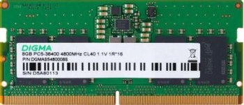 Оперативная память для ноутбуков DDR5 8GB 4800MHz Digma DGMAS5480008S RTL PC5-38400 CL40 SO-DIMM 262-pin 1.1В single rank Ret
