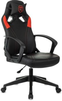 Кресло для геймера Zombie 50 черный/красный эко.кожа крестов. пластик пластик черный